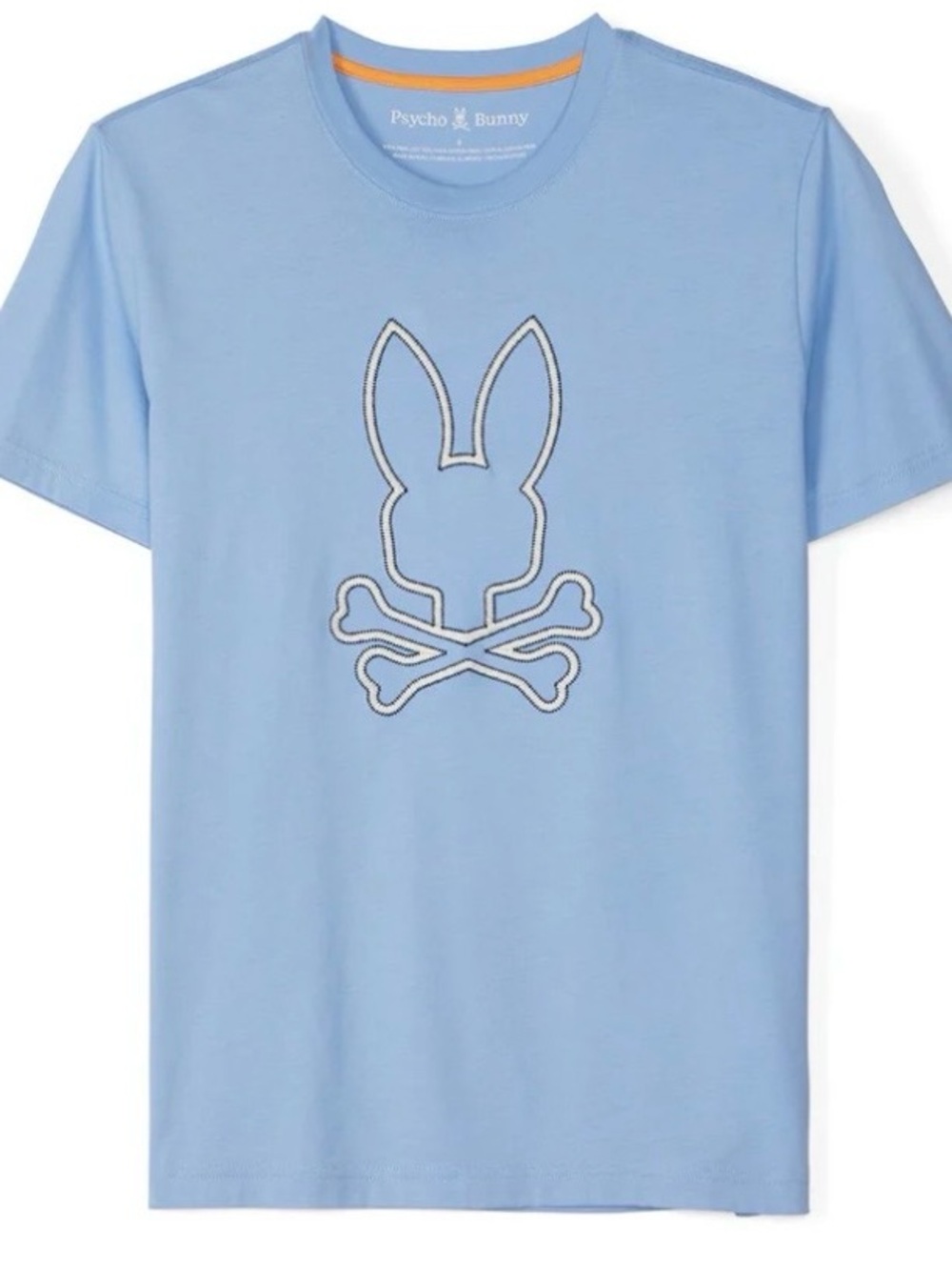 Psycho Bunny Sky Blue Tee with Navy-Outlined Logo